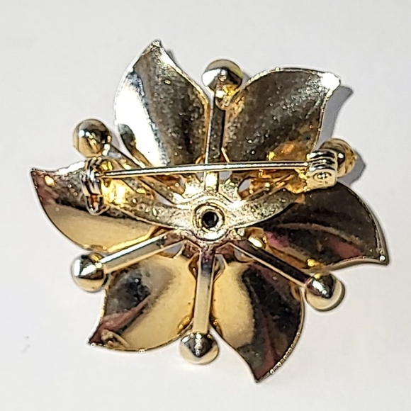 CORO LEAF WREATH GREEN RHINESTONE CRYSTAL PIN BROOCH - Picture 4 of 7